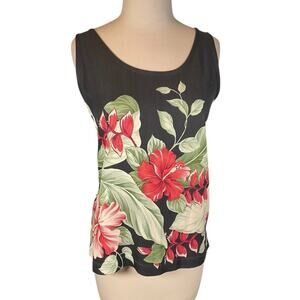 Tommy Bahama Size Medium 100% Silk Floral Tank Top Blouse Vacation Light Weight
